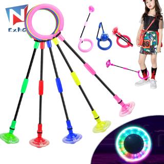 ExhG❤❤❤High quality LED Toy Flashing Jumping Ring Colorful Ankle Skip Circle Foldable Swing Ball for Children @TH