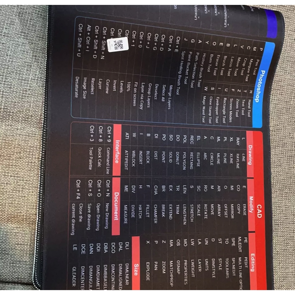 แผ่นรองเมาส์ขนาดใหญ่-mouse-pad-แผ่นรองเมาส์-shortcut-keys-สกรีนคีย์ลัด-โปรแกรม-ms-office-word-excel-ppt-ps-เล่นเกม-3mm