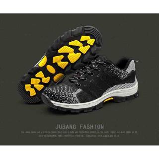 สินค้า Safety shoes รองเท้าเซฟตี้ผ้าใบ หัวเหล็ก ระบายอากาศดี  พื้นยางกันลื่น หัวเหล็ก พื้นเสริมแผ่นเหล็ก (สีดำ)JU/BL