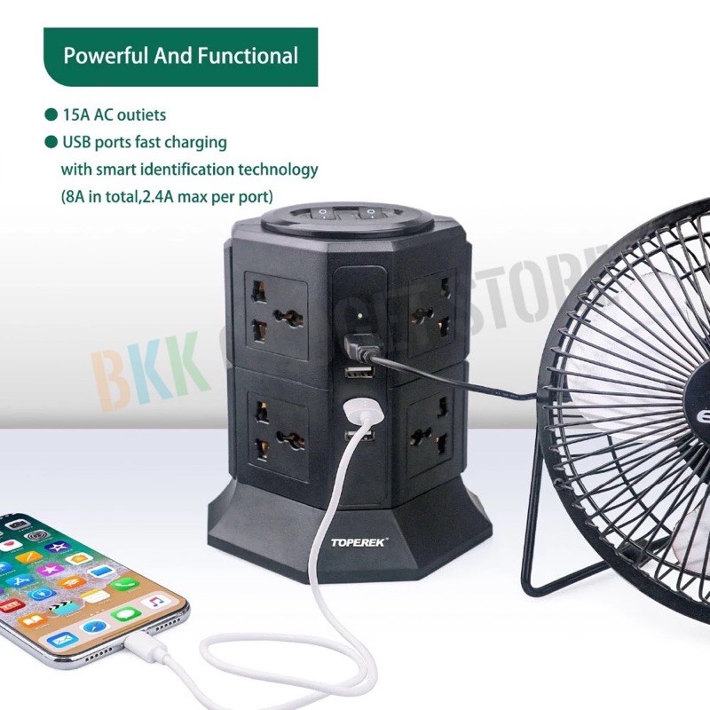 ปลั๊กไฟคอนโด-8-เต้ารับ-กระแส-10a-2200-watt-พร้อมพอร์ต-usb-สำหรับชาร์จโทรศัพท์มือถือ-4-พอร์ต-5v-4-5a-2-4a-port