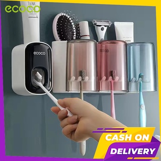 [พร้อมส่ง]Ecoco ที่บีบยาสีฟัน ชั้นวางของ ที่เก็บแปรงสีฟัน แบบดูดติดผนัง ชั้นวางของในห้องน้ำ ชุดแปรงฟัน ที่ใส่แปรงสีฟัน