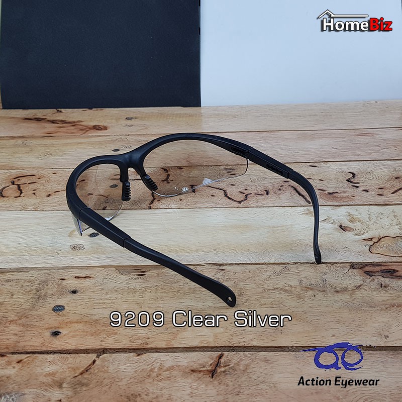 action-eyewear-รุ่น-9209-clear-silver-แว่นใส-แว่นตานิรภัย-แว่นตากันuv-ขี่จักรยาน-แว่นกันผุ่น-แถมฟรีซองผ้าใส่แว่น