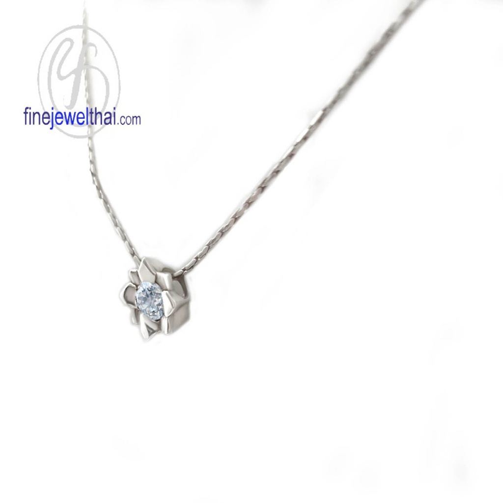 finejewelthai-จี้อะความารีน-อะความารีน-จี้พลอย-พลอยประจำเดือนเกิด-aquamarine-silver-pendant-birthstone-p1058aq00e