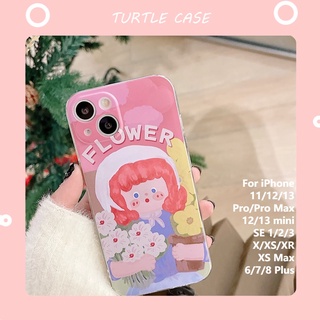 สินค้า [พร้อมส่ง] เคสโทรศัพท์มือถือแบบใส ลายดอกไม้กอด เด็กผู้หญิงตัวเล็ก สําหรับ iPhone 14 13 12 11 PROMAX XS XR XSMAX SE2020 6 7 8PLUS MINI