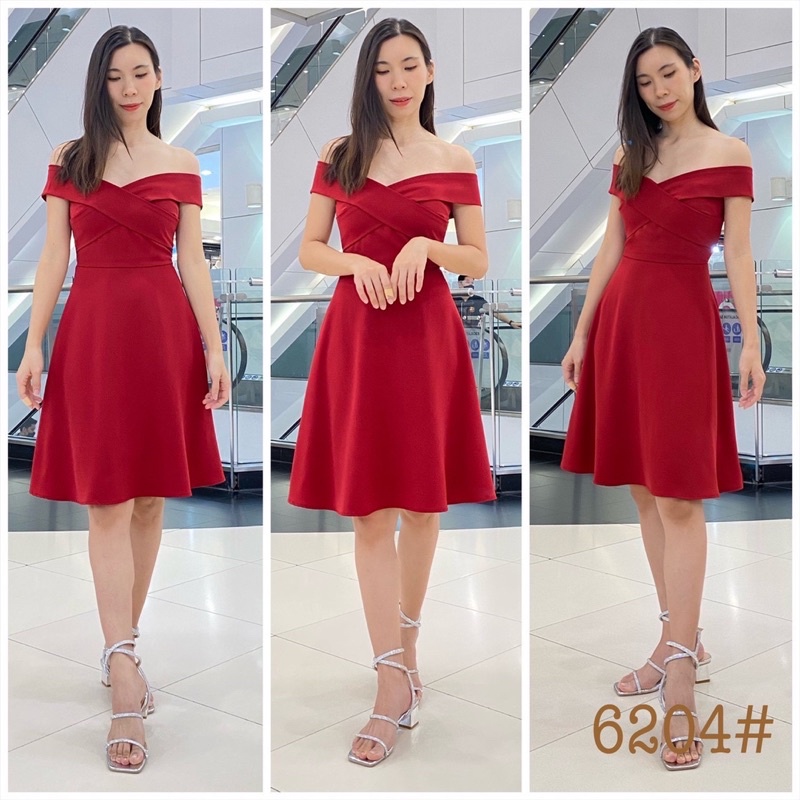 เดรสเกาหลี LX6104 ทรงเอพริ้ว พรางสะโพก ชุดไปงานแต่ง เดรสเพื่อนเจ้าสาว 4 สี มุมมองที่ 5