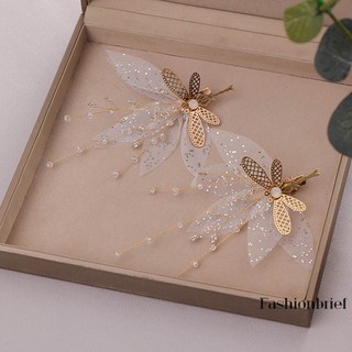 Bridal Crystal Butterfly Hairpin Faux Rhinestone White Mesh Headdress Wedding Dress Clip Women Girls Shinny Hairclip