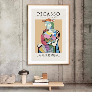 Pablo Picasso Marie Havese โปสเตอร์นิทรรศการปิกัสโซ่ พิมพ์ลายศิลปะนามธรรม หลากสี สําหรับผู้หญิง