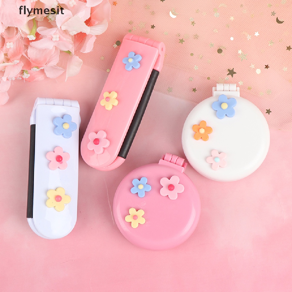 flymesit-หวีแปรง-แบบพับได้-พร้อมกระจก-สําหรับผู้หญิง