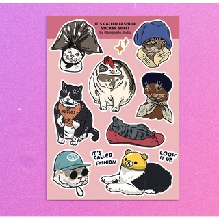 ภาพหน้าปกสินค้าสติ๊กเกอร์แผ่น สติกเกอร์ ไดคัท กันน้ำ ลายมีมแมว Fashion Cat Meme Sticker Sheet แบรนด์ Chonky Goods by Ping Hatta. Studio ที่เกี่ยวข้อง