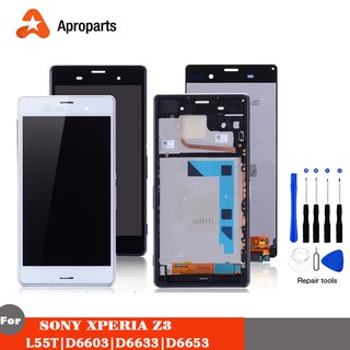 ต้นฉบับ 5.2  สำหรับ Sony Xperia Z3 D6603 D6633 D6653 L55T จอแสดงผลระบบสัมผัสหน้าจอ Digitizer สมัชชาที่มีกรอบ การแทนที่