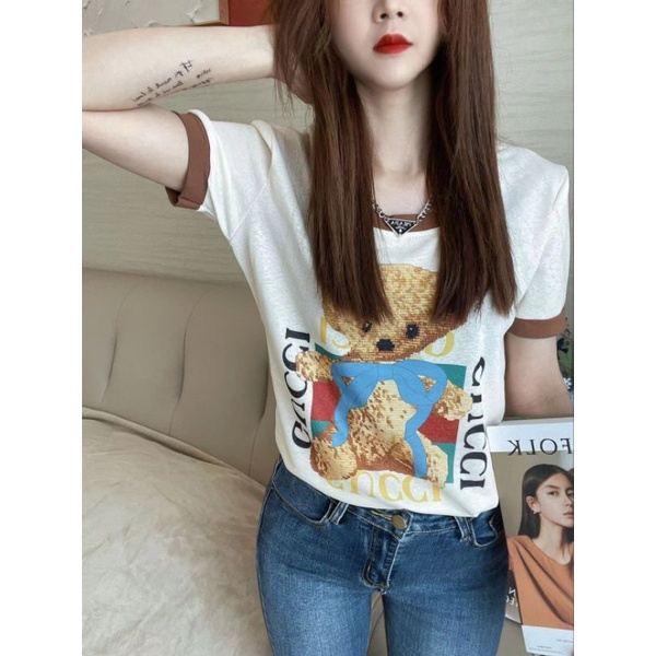 พร้อมส่ง-เสื้อยืดคอกลมผ้ายืดสลาฟเนื้อดี-230