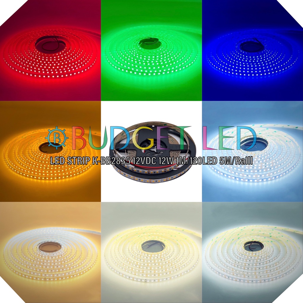 led-strip-k-bb2835-120-600led-5m-dc-12v-12w-1m-ip20-แอลอีดีไฟเส้นเปลือย-สำหรับตกแต่งบ้าน-ชั้นวางของ-หลืบฝ้า-budget-led