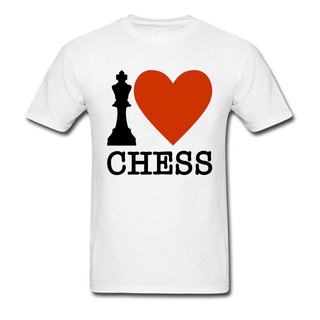 เสื้อยืดสีขาวเสื้อยืดแขนสั้น ผ้าฝ้าย ระบายอากาศได้ดี พิมพ์ลาย I Love Chess สีขาว แฟชั่นฤดูร้อน สําหรับผู้ชาย 2022S-4XL