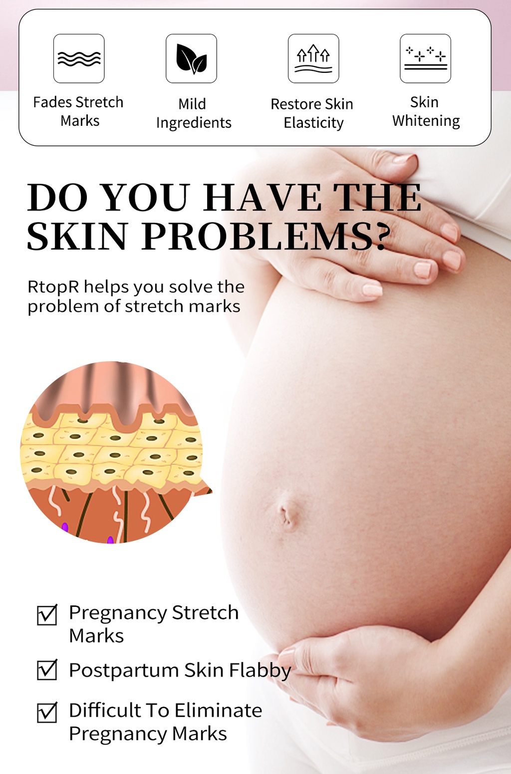 รูปภาพเพิ่มเติมของ RtopR FDA มะม่วงครีมบํารุงผิว ลดรอยแผลเป็น รอยแตกลาย ครีมทาท้องลาย ลดรอยแตกลาย ท้องลาย ริ้วรอยจากการตั้งครรภ์ - Stretch Mark Cream 40 กรัม