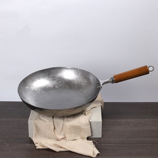 ✚☏Master Star 32/34CM Traditional Handmade Wok Old-fashioned Iron Wok Without Coating Non-stick  Gas Cooker Wok Cookware