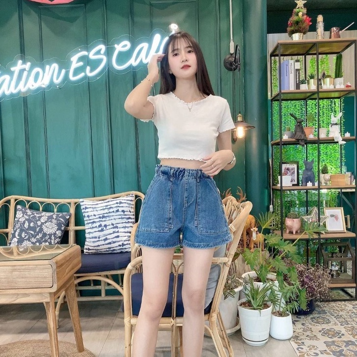532-new-กางเกงขาสั้นรุ่นใหม่ล่าสุด-เอวสูงสวยเริชชสุดๆๆดีเทล-เอวแบบสม๊อกทั้งตัว-ปลายขาแบบเย็บ-ทรงแบบไม่สั้นจนเกินไป