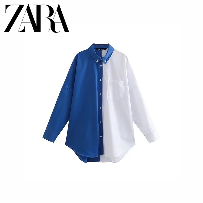 zara-ใหม่-เสื้อเชิ้ต-สีตัดกัน-แฟชั่นฤดูร้อน