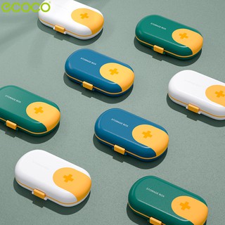 ecoco กล่องใส่ยา พร้อมที่ตัดแบ่งยา ที่ตัดยา กล่องยา ตลับยา ตลับยาพกพา กล่องยาขนาดเล็ก กล่องยาพกพา มี 4 สี ให้เลือก