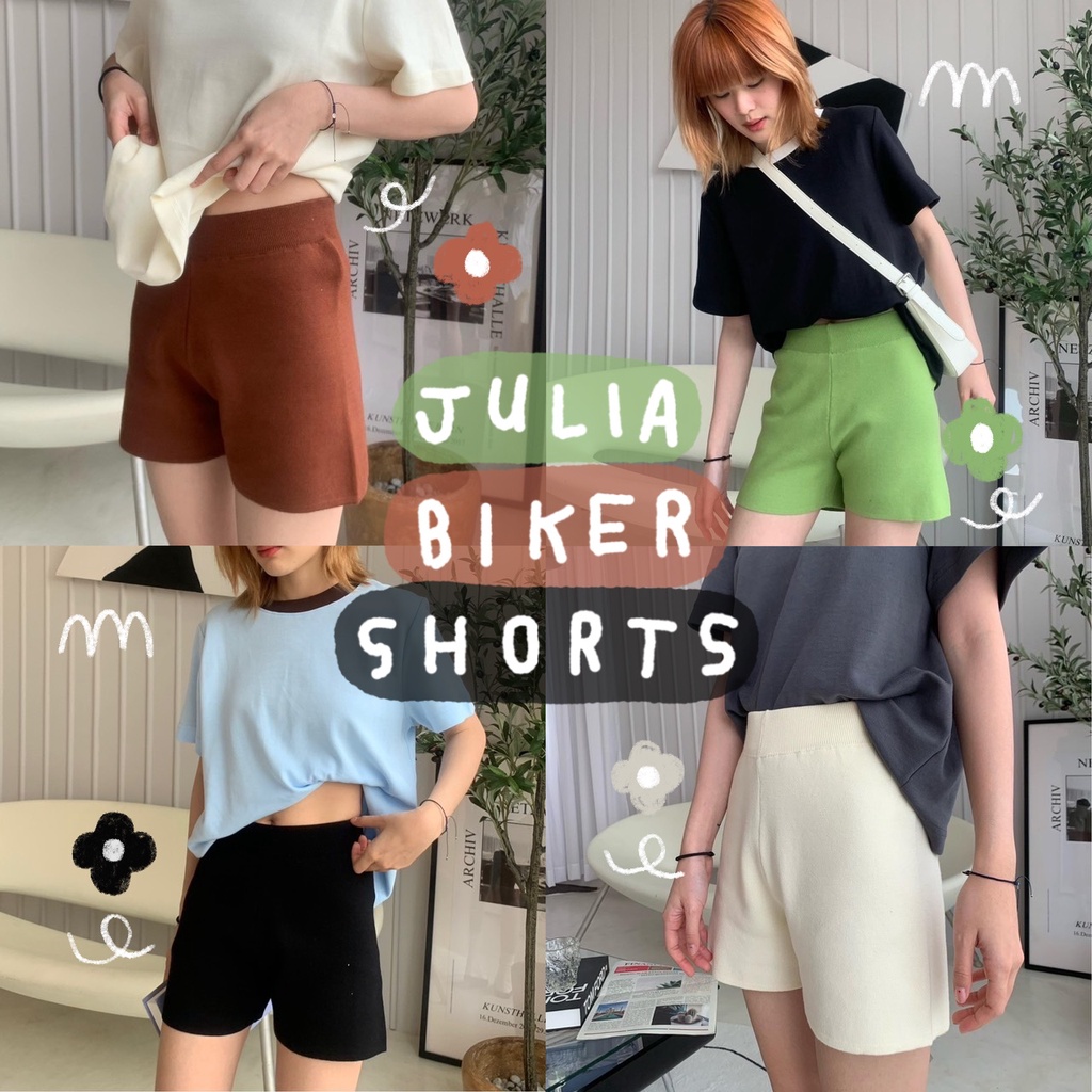 chuuchop-พร้อมส่ง-c7783-jilia-biker-shorts-กางเกงขาสั้นไบเกอร์-ผ้าไหมพรมผสม-มี4สี