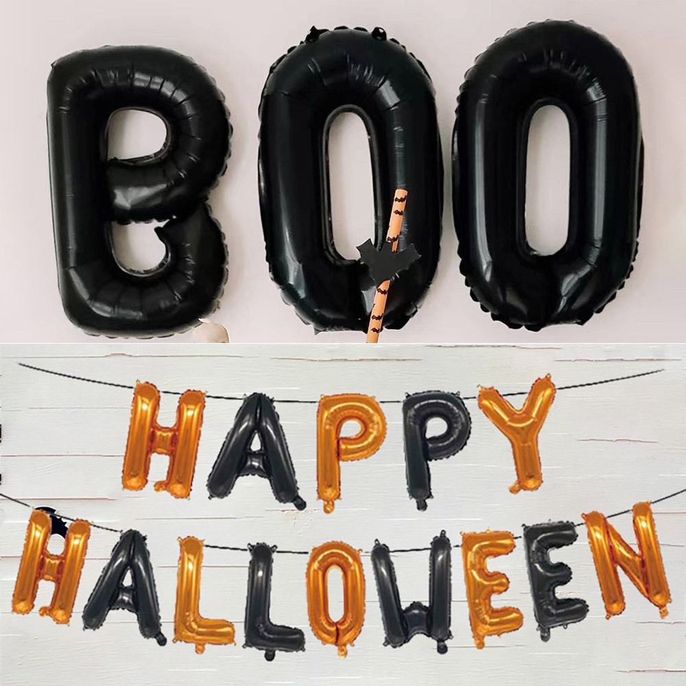 สติกเกอร์แบนเนอร์ฟอยล์ ลาย Happy Halloween Boo 16 นิ้ว สําหรับตกแต่ง ...