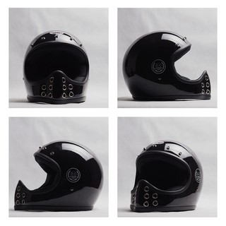 หมวกกันน๊อควินเทจROLLER -black colors with black trim : สีดำ ขอบยางดำ (PRO.)