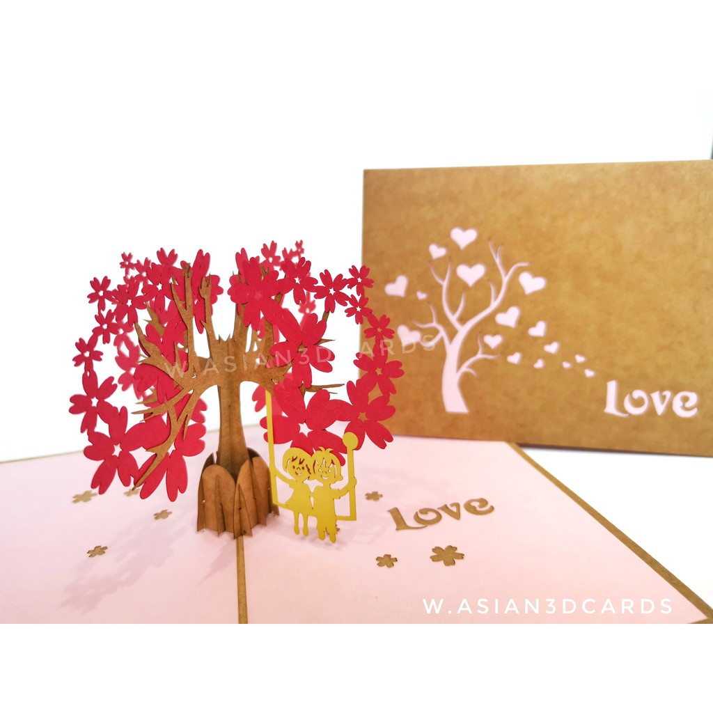 ราคาและรีวิวการ์ด Pop Up 3D - Tree of Love - การ์ดต้นรัก พร้อมซอง