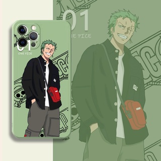 เคสโทรศัพท์มือถือ ซิลิโคน กันกระแทก พิมพ์ลายอนิเมะ One Piece Zoro สําหรับ iPhone 13 12 11 Series