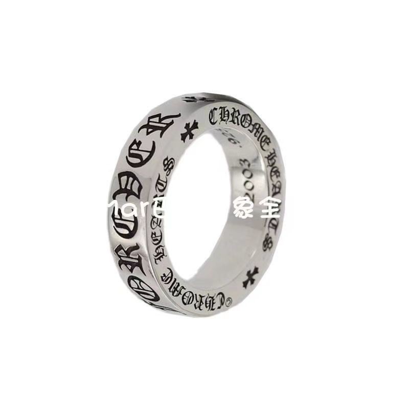 แหวนผู้ชาย-mailโดยตรงของแท้chromehearts-chrome-hearts-แหวน-6mm-forever-แหวนเงินคู่ชายและหญิง