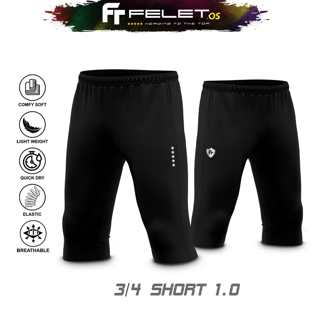 felet-3-4-กางเกงขาสั้น-1-0-รัดรูป-สีดํา-สําหรับทุกเพศ