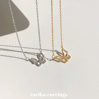 earika.earrings - butter buttie necklace สร้อยคอเงินแท้จี้ผีเสื้อ S92.5 (มีให้เลือกสองสี) ปรับขนาดได้