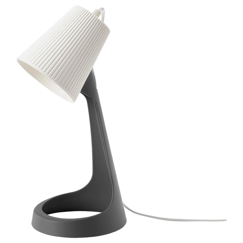 ikea-อิเกีย-svallet-สวัลเล็ต-โคมไฟโต๊ะทำงาน-โคมไฟหัวเตียง-เทาเข้ม-ขาว-พร้อมหลอดไฟ-สีcool-warm-white