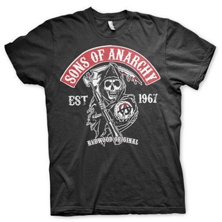 t-shirtเสื้อยืดแฟชั่น Tee Tshirt Sons Of Anarchy Soa Neuf Taille Motard Biker Noir เสื้อยืดผู้ชายใหม่