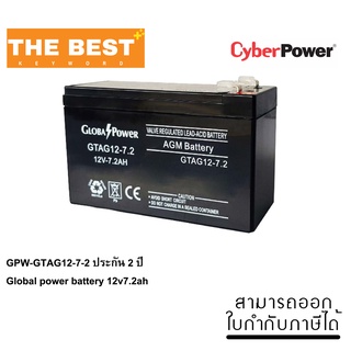 GPW-GTAG12-7-2 ประกัน 2 ปี Global power battery 12v7.2ah แบตเตอรี่สำรองไฟ