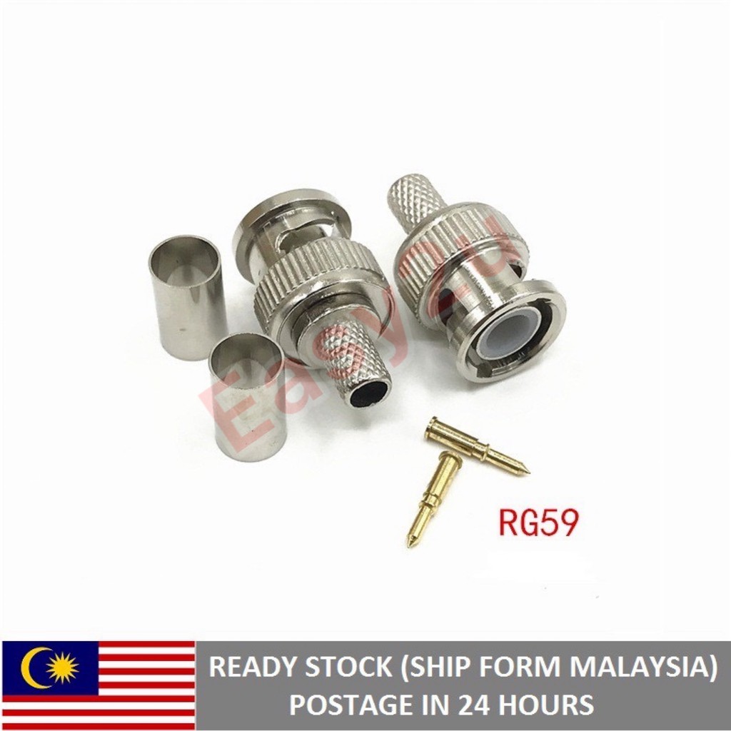 Bnc RG59 CRIMP TYPE ปลั๊กเชื่อมต่อโคแอกเซียล ปลั๊กตัวผู้ สําหรับกล้อง ...