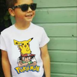 เสื้อยืด เด็ก คอกลมพิมพ์ลาย POKEMON 3-12 ขวบ ผ้านิ่ม Cotton 100% ราคา 139 บาท  เสื้อใส่สบาย