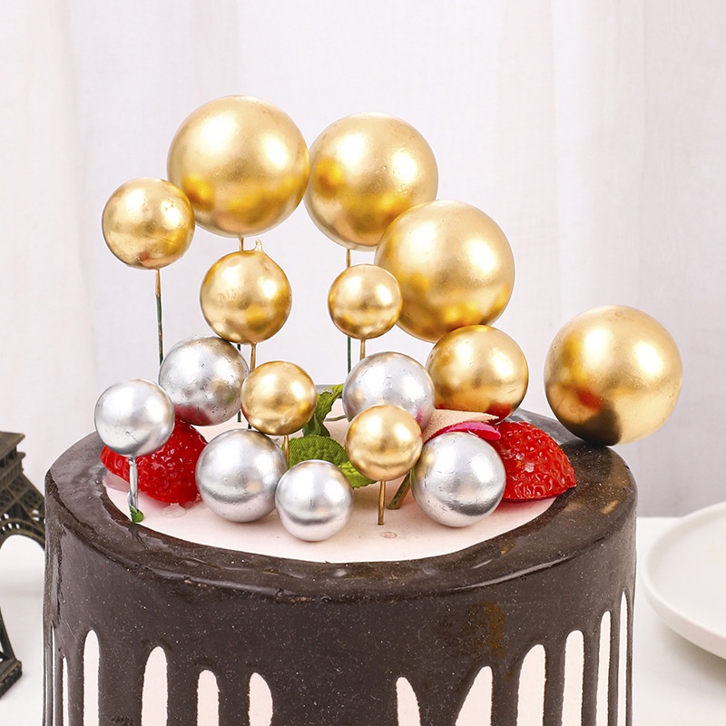 10-ลูกบอลสีทองและสีเงิน-สําหรับตกแต่งเค้กวันเกิด-คัพเค้ก-ท็อปเปอร์เบบี้ชาวเวอร์-วันเกิด-อุปกรณ์ปาร์ตี้คริสต์มาส