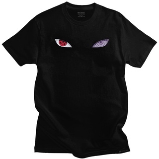 Sharingan X Rinnegan T Shirt for Men 100% Cotton Harajuku T-shirt Short Sleeve Obito Uchiha Naruto Eye Tee Tops Anime Ap