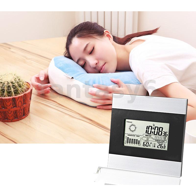 นาฬิกาปลุกดิจิทัล-หน้าจอ-lcd-พร้อมไฟแบ็คไลท์-สีขาว