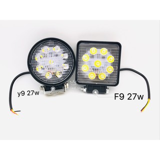 ไฟledสปอร์ทไลท์ ทรงกลม สี่เหลี่ยมแสง สีขาว 9led 27w