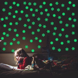50pcs Glow In The Dark Snowflake Wall Stickers/ 3D Luminous Snowflake Wall Decals/ Kids Room Fluorescent Window Clings Home Party Christmas Decoration