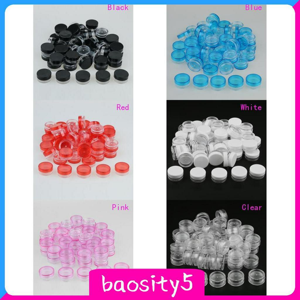 baosity5-50-ชิ้น-3-กรัมกระปุกพลาสติกเปล่าสําหรับใส่ครีมโลชั่นตัวอย่าง