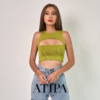 Atipashop - Wawa crop เสื้อกล้าม ดีเทลเว้า ใส่ได้ทั้งหน้าและหลัง