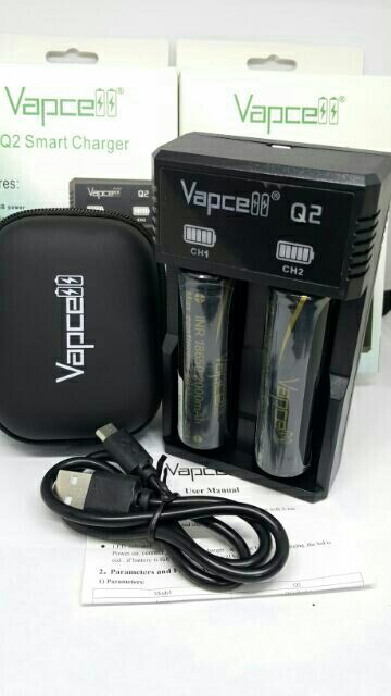 q2-vดำ-เครื่องชาร์จ-vapcell-q2-ถ่านชาร์จ-vapcell-18650-ดำ-2-000-mah-2-ก้อน