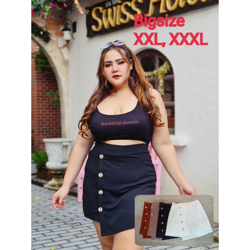 ภาพหน้าปกสินค้ากระโปรงคนอ้วนไซส์ใหญ่กระโปรงกางเกงสาวอวบอ้วนXXL,XXXLร้อยโลใส่ได้