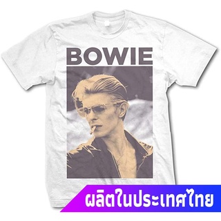 เสื้อยืดวงดนตรีผ้าฝ้ายแท้ คอลูกเรือผู้ชาย David Bowie Smoking T-Shirt sale รถถังS,5XL all size