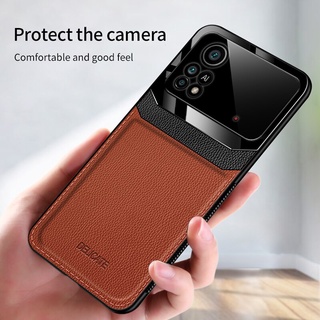 Leather Mirror Glass Phone Cover For Poco X4 Pro 5G PU Shockproof Phone Back Case For Xiaomi Poco X4 Pro 5G Poko Poxo X4Pro 5G