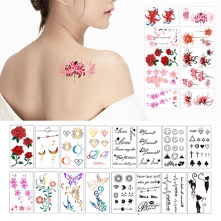 【10 ชิ้น】ins สติกเกอร์รอยสักชั่วคราว ลายผีเสื้อ หมาป่า กะโหลก กันน้ํา สด ขนาดเล็ก ตัวอักษรภาษาอังกฤษ แทโตสปลอม