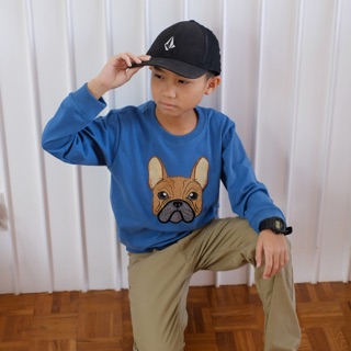 เสื้อเด็ก Kid Sweater เสื้อแขนยาวเด็ก งานปัก ลาย French Bulldog ผ้านิ่ม COTTON 100% เสื้อยืดเด็ก เสื้อแขนยาว