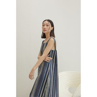 ASHWOOD Dayoff Dress Navy Stripe ชุดเดรสแขนกุด