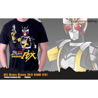 เสื้อยืดสีดําพิมพ์ลาย Kamen Rider RX Robo Rider สีดํา - KO KMB 05